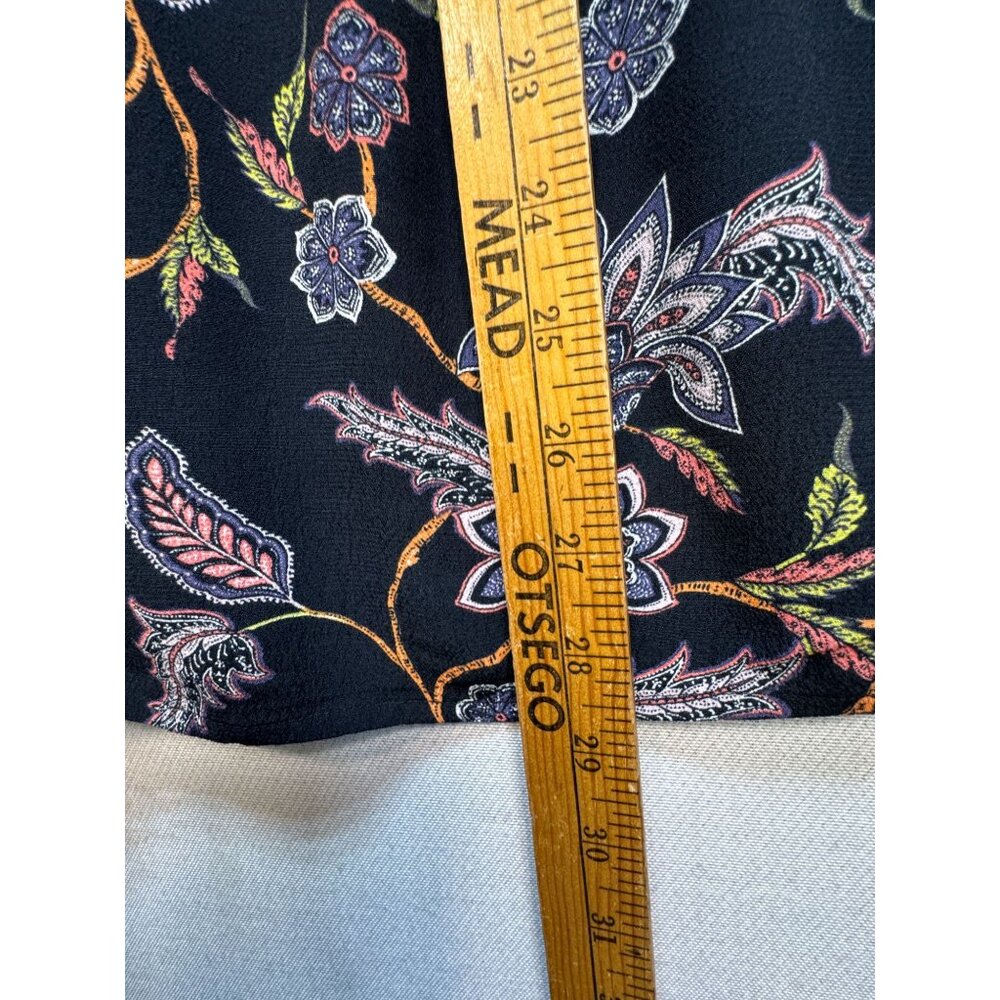 J. Jill Womens Button-Front Blouse Top Size S Petite Black Floral Sleeveless Y2K - Picture 7 of 11